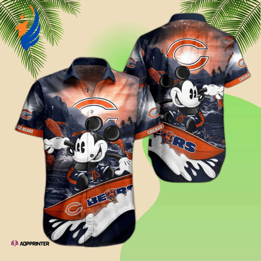 Get Trending Chicago Bears Hawaiian Shirt for Summer with NFL & Mickey Design Get Trending Chicago Bears Hawaiian Shirt for Summer with NFL & Mickey Design