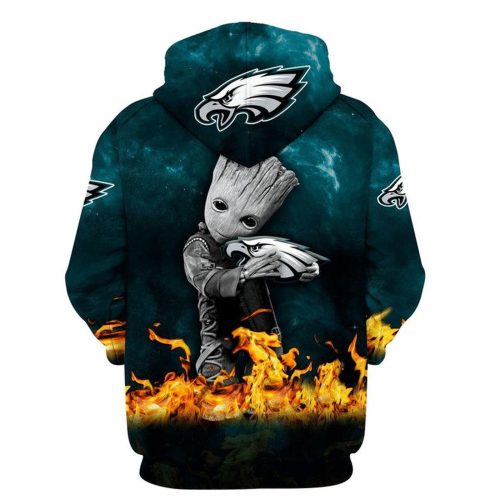 NFL Philadelphia Eagles Green DNA Baby Groot Pullover Hoodie & Zip Up Hoodie AOP Shirt