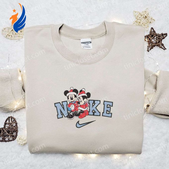 Nike Christmas x Mickey and Minnie Baby Couple Embroidered Sweatshirt: Disney Characters Movie Merry Christmas Shirt Perfect Gift! Nike Christmas x Mickey and Minnie Baby Couple Embroidered Sweatshirt: Disney Characters Movie Merry Christmas Shirt Perfect Gift!