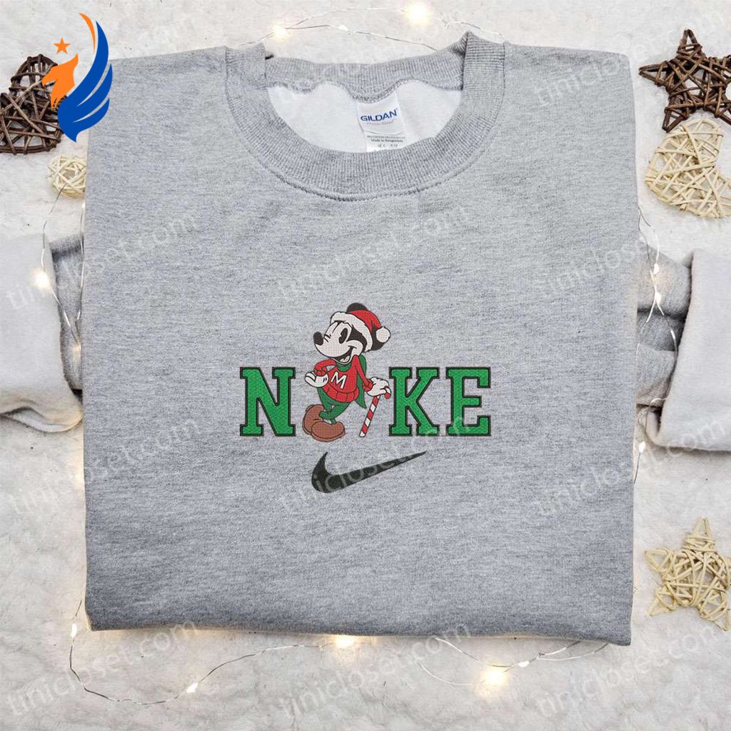 Nike Christmas x Mickey Candy Cane Embroidered Sweatshirt – Festive Shirt for Best Christmas Gift Ideas Nike Christmas x Mickey Candy Cane Embroidered Sweatshirt – Festive Shirt for Best Christmas Gift Ideas