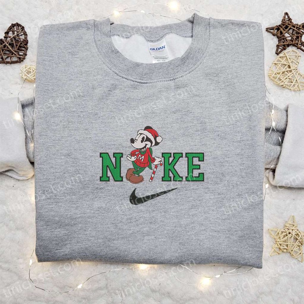 Nike Christmas x Mickey Candy Cane Embroidered Sweatshirt – Festive Shirt for Best Christmas Gift Ideas Nike Christmas x Mickey Candy Cane Embroidered Sweatshirt – Festive Shirt for Best Christmas Gift Ideas