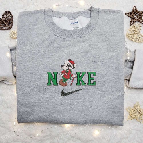 Nike Christmas x Mickey Candy Cane Embroidered Sweatshirt – Festive Shirt for Best Christmas Gift Ideas Nike Christmas x Mickey Candy Cane Embroidered Sweatshirt – Festive Shirt for Best Christmas Gift Ideas