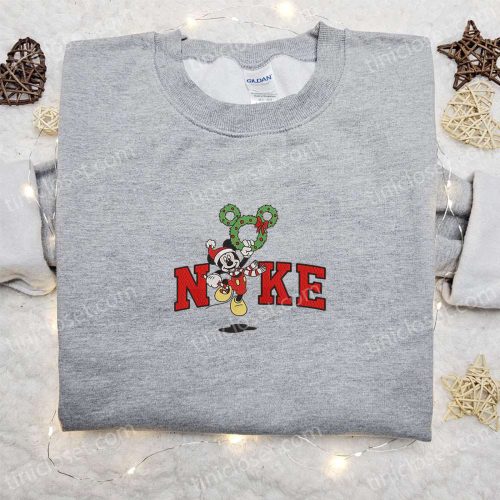 Nike Christmas x Mickey Laurel Wreath Balloon Sweatshirt: Disney Characters Movie Merry Christmas Shirt Perfect Gift Idea