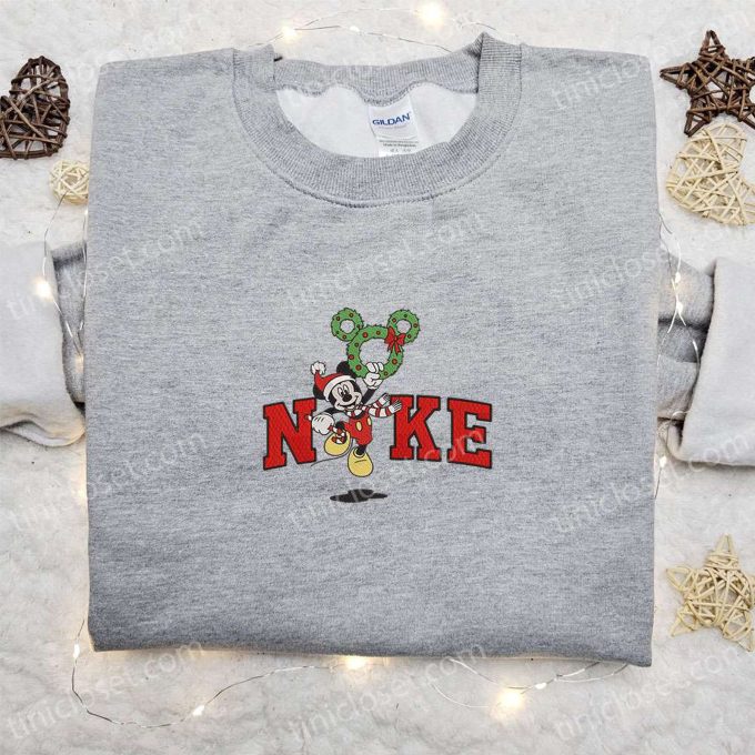 Nike Christmas x Mickey Laurel Wreath Balloon Sweatshirt: Disney Characters Movie Merry Christmas Shirt Perfect Gift Idea