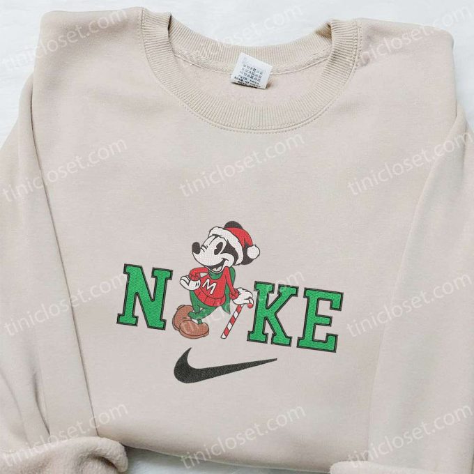 Nike Christmas x Mickey Mouse Candy Cane Embroidered Sweatshirt & Shirt: Best Gift Ideas for Movie-Themed Christmas