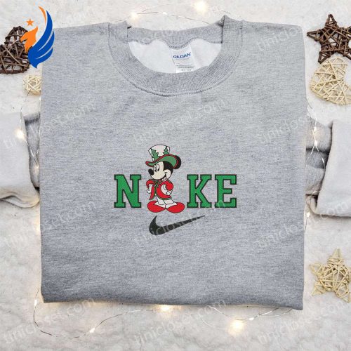 Nike Christmas x Mickey Mouse Embroidered Sweatshirt: Best Disney Characters Shirt for Perfect Christmas Gift