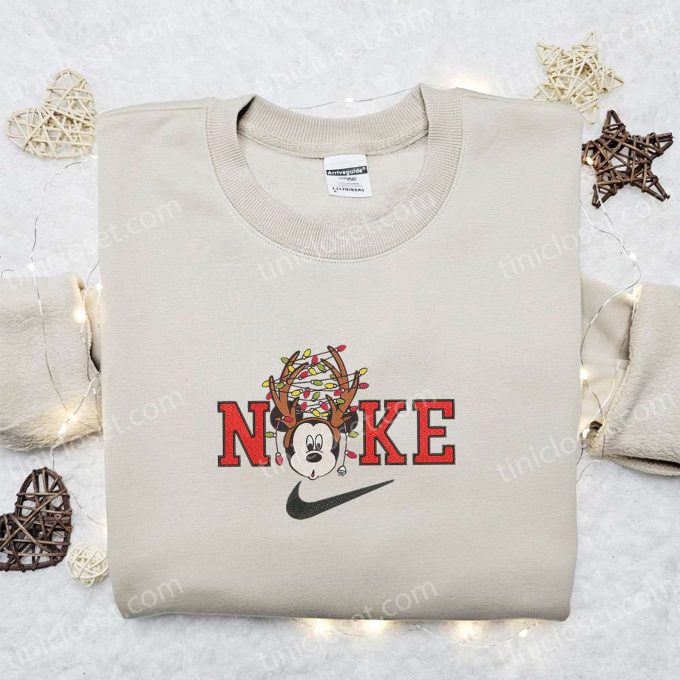 Nike Christmas x Mickey Reindeer Sweatshirt: Disney Characters Movie Merry Christmas Embroidered Shirt – Perfect Christmas Gift Ideas