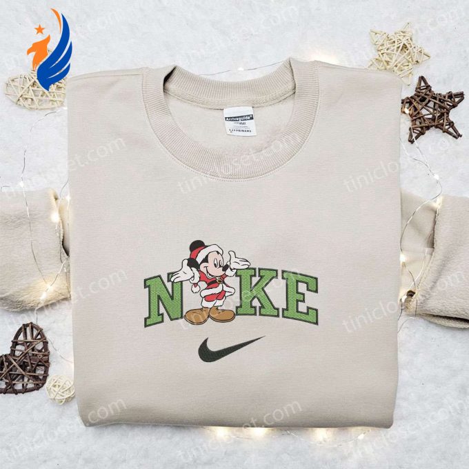 Nike Christmas x Mickey Santa Welcome Embroidered Sweatshirt: Festive Shirt & Best Gift Idea Nike Christmas x Mickey Santa Welcome Embroidered Sweatshirt: Festive Shirt & Best Gift Idea