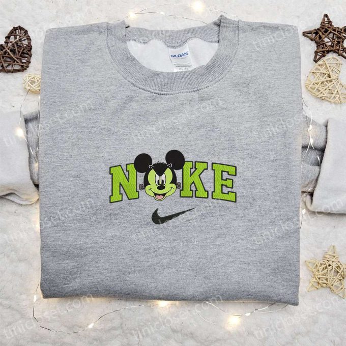 Nike Halloween x Mickey Frankenstein Head Embroidered Sweatshirt & Disney Shirt: Best Halloween Gift Ideas