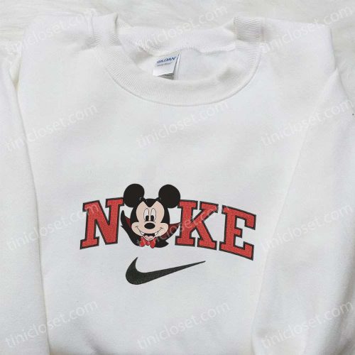 Nike Halloween x Mickey Head Dracula Sweatshirt Disney Characters Embroidered Shirt Best Halloween Gift Ideas