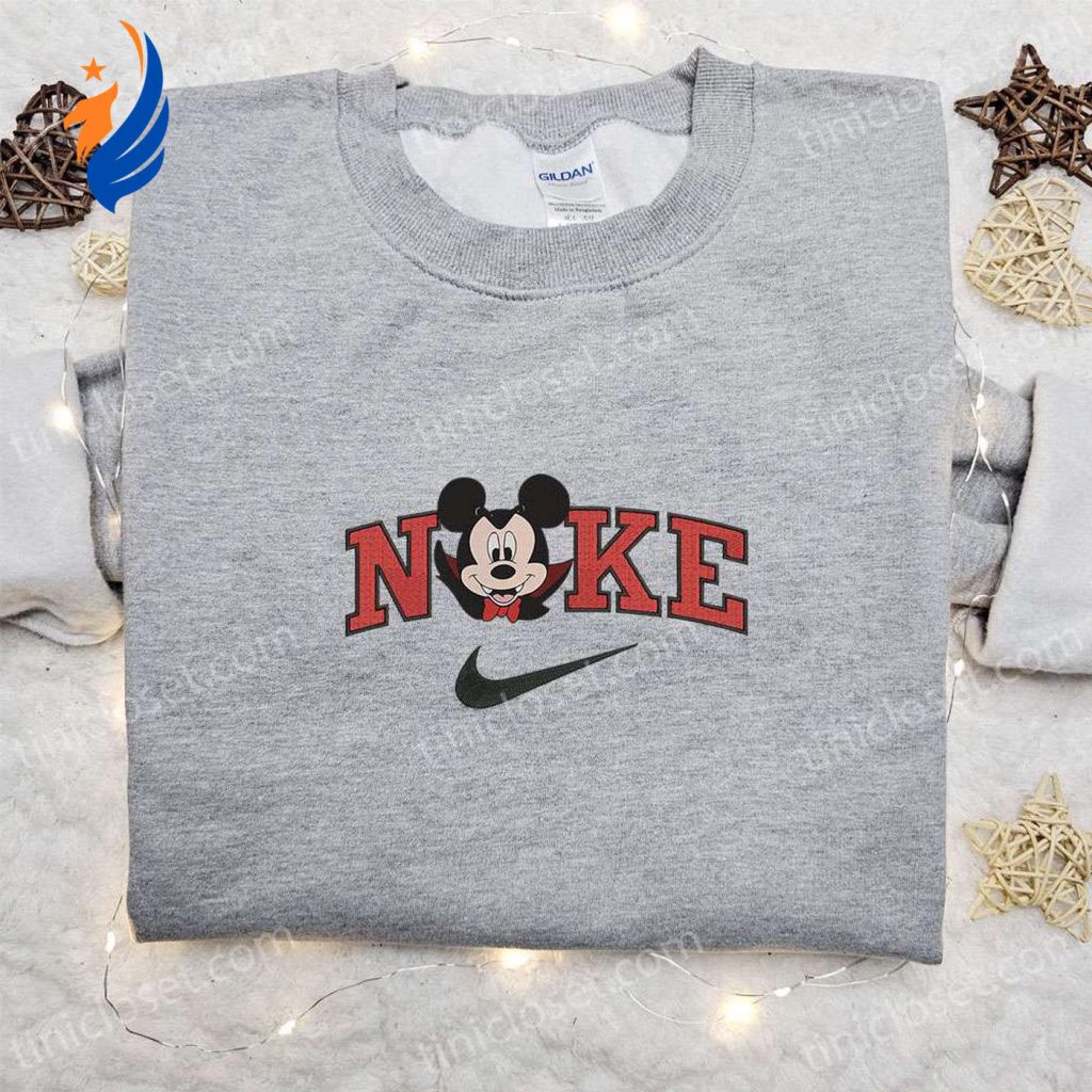 Nike Halloween x Mickey Head Dracula Sweatshirt Disney Characters Embroidered Shirt Best Halloween Gift Ideas Nike Halloween x Mickey Head Dracula Sweatshirt Disney Characters Embroidered Shirt Best Halloween Gift Ideas
