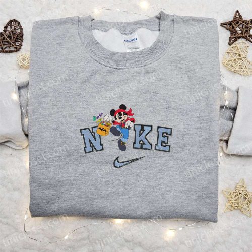 Spooky Nike Halloween x Mickey Mouse Pirate & Candy Bag Sweatshirt: Horror Movie Embroidered Shirt Best Halloween Gift Ideas!