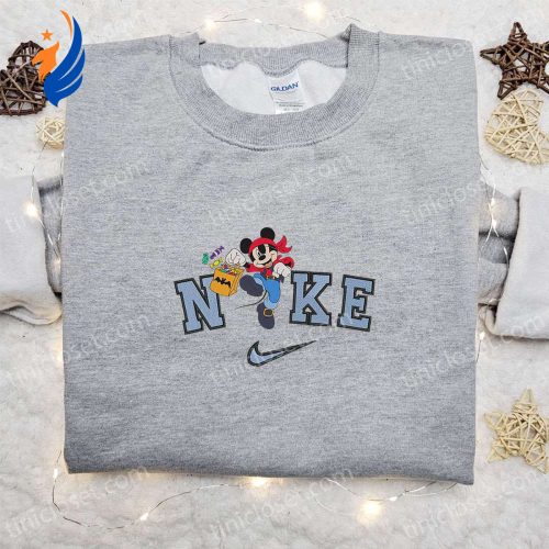 Spooky Nike Halloween x Mickey Mouse Pirate & Candy Bag Sweatshirt: Horror Movie Embroidered Shirt Best Halloween Gift Ideas!