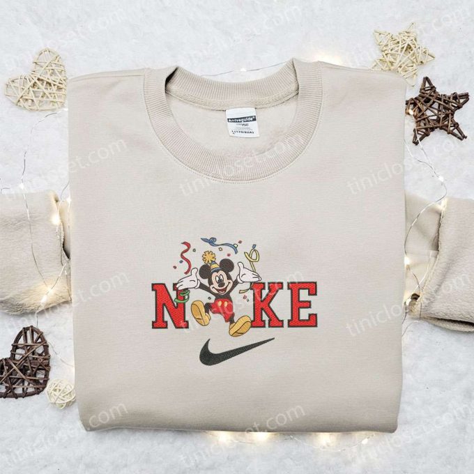 Nike x Christmas Mickey Embroidered Sweatshirt: Merry Disney Characters Movie Shirt Best Christmas Gift Ideas