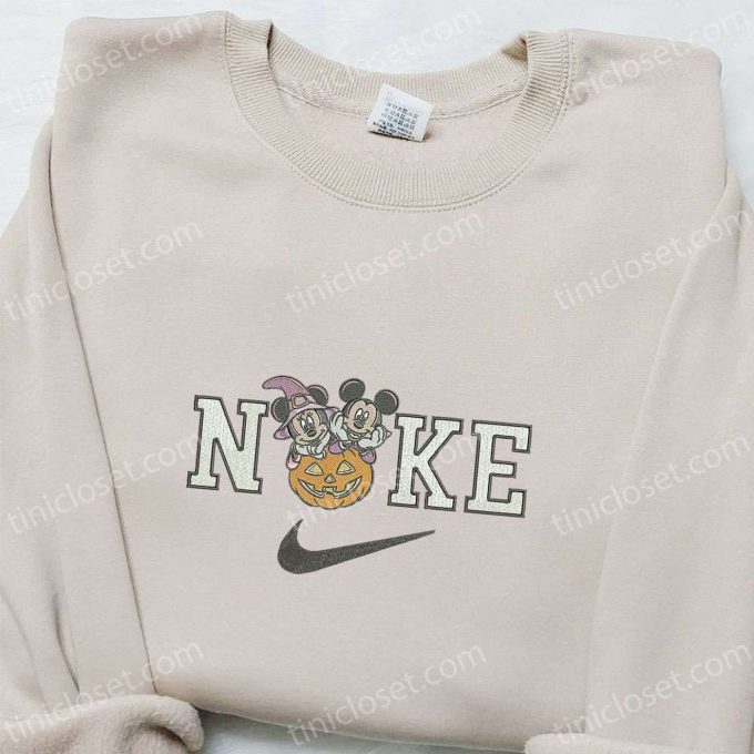 Nike x Halloween Mickey Minnie Witches Shirt & Disney Hoodie: Spooky Embroidered Collection with Nike-Inspired Sweatshirt