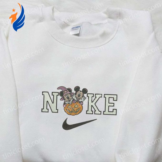 Spooky Stylish: Nike x Halloween Mickey Minnie Witches Embroidered Shirt Disney Hoodie & Nike Inspired Sweatshirt Spooky Stylish: Nike x Halloween Mickey Minnie Witches Embroidered Shirt Disney Hoodie & Nike Inspired Sweatshirt