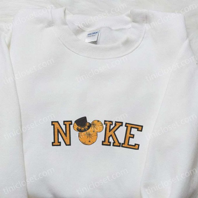 Spooky Style: Nike x Halloween Mickey Mouse Embroidered Shirt Disney Hoodie & Nike Inspired Sweatshirt