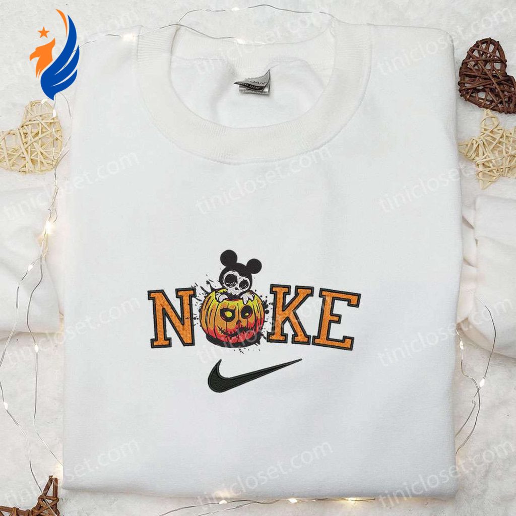 Nike x Halloween Mickey Pumpkin Embroidered Shirt – Disney-inspired Halloween Shirt with Nike Touch Nike x Halloween Mickey Pumpkin Embroidered Shirt – Disney-inspired Halloween Shirt with Nike Touch