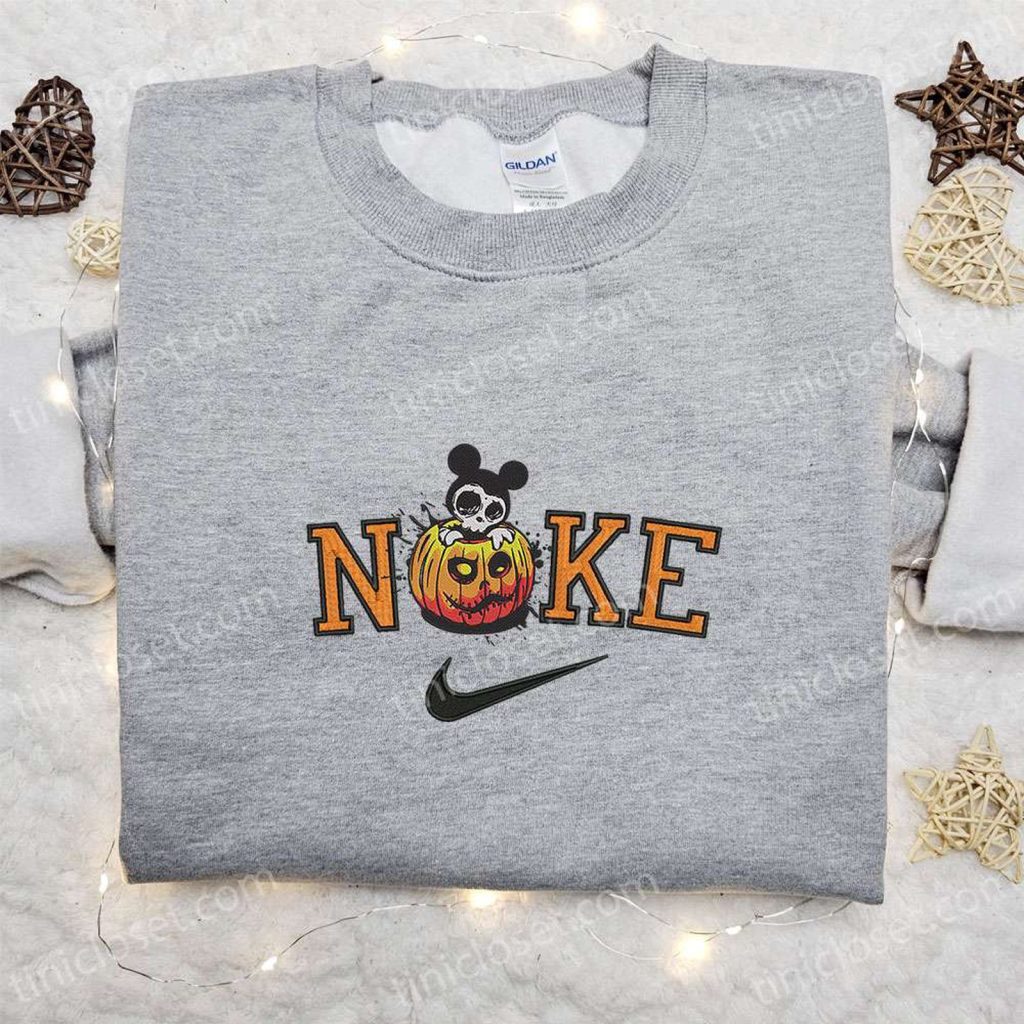 Nike x Halloween Mickey Pumpkin Embroidered Shirt – Disney-inspired Halloween Shirt with Nike Touch Nike x Halloween Mickey Pumpkin Embroidered Shirt – Disney-inspired Halloween Shirt with Nike Touch