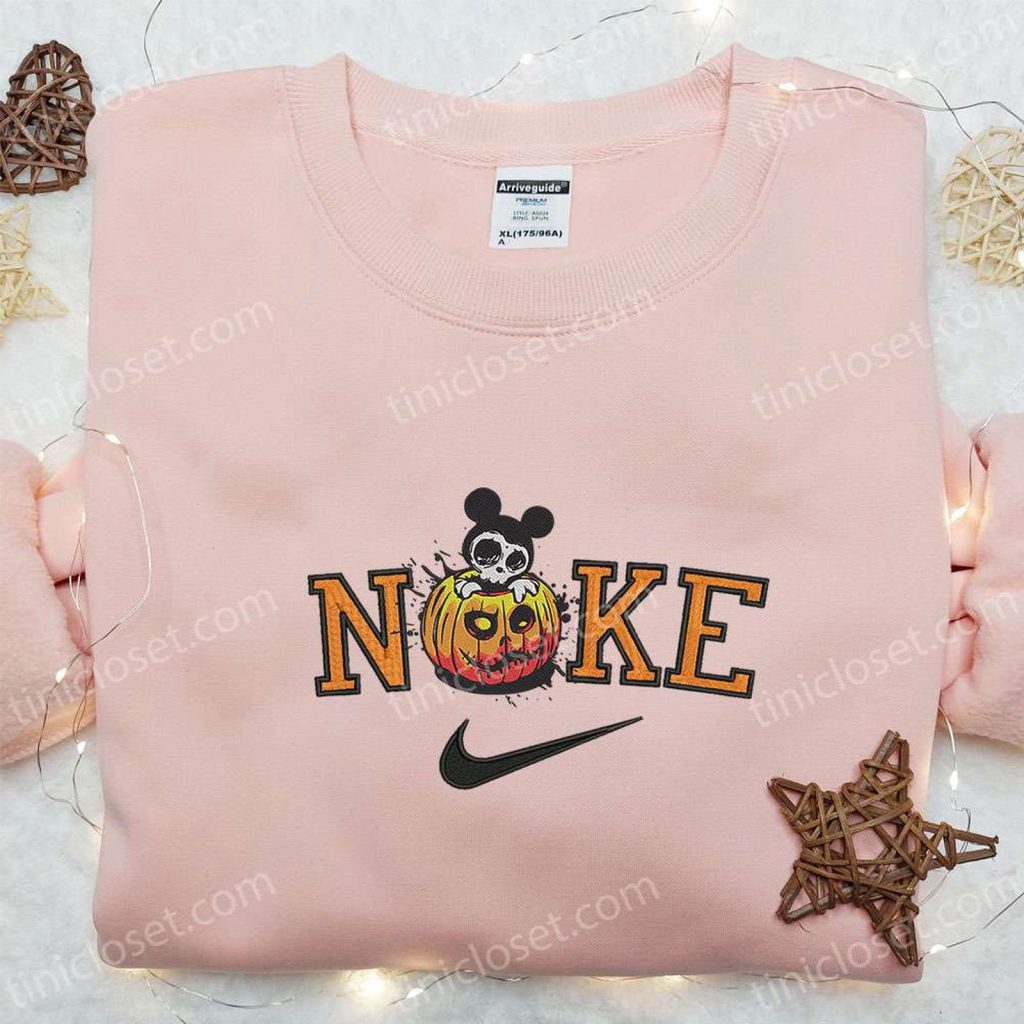 Nike x Halloween Mickey Pumpkin Embroidered Shirt – Disney-inspired Halloween Shirt with Nike Touch Nike x Halloween Mickey Pumpkin Embroidered Shirt – Disney-inspired Halloween Shirt with Nike Touch