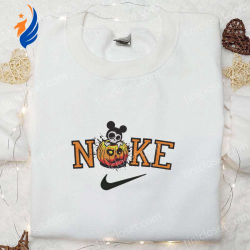 Nike x Halloween Mickey Pumpkin Embroidered Shirt – Disney-inspired Halloween Shirt with Nike Touch Nike x Halloween Mickey Pumpkin Embroidered Shirt – Disney-inspired Halloween Shirt with Nike Touch