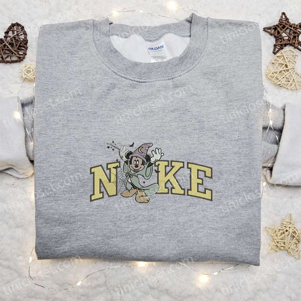 Spooky Nike x Halloween Mickey Witch Embroidered Shirt & Disney Hoodie Shop Nike Inspired Embroidered Sweatshirt Spooky Nike x Halloween Mickey Witch Embroidered Shirt & Disney Hoodie Shop Nike Inspired Embroidered Sweatshirt