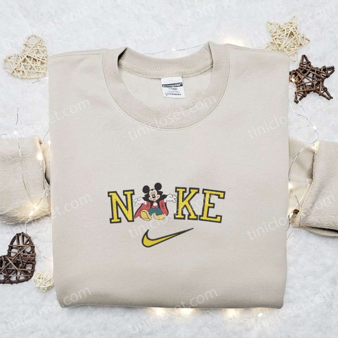 Magical Nike x Mickey Embroidered Shirt & Disney Halloween Hoodie: Perfect for Halloween with Nike-Inspired Embroidered Sweatshirt