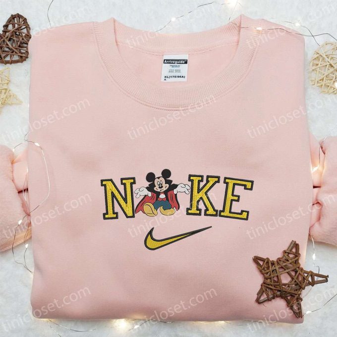 Magical Nike x Mickey Embroidered Shirt & Disney Halloween Hoodie: Perfect for Halloween with Nike-Inspired Embroidered Sweatshirt