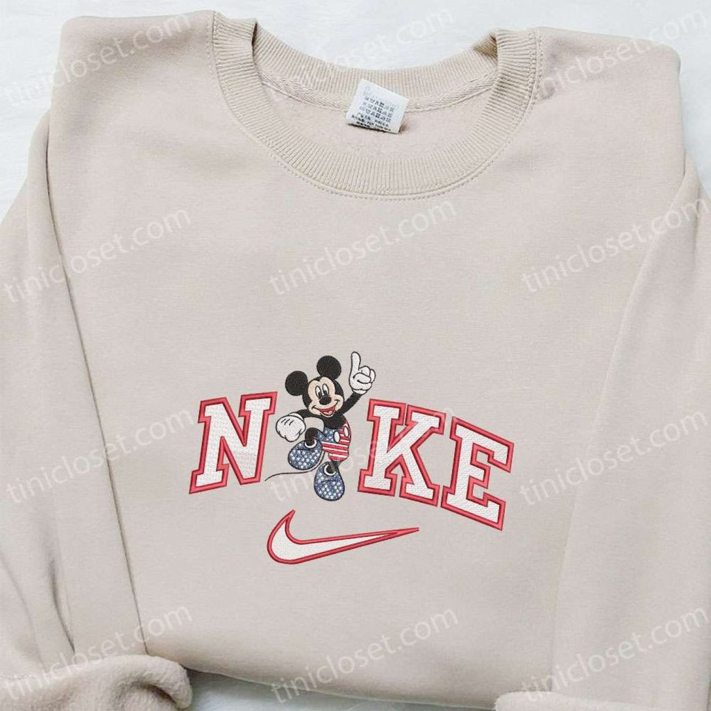 Nike x Mickey Mouse American Embroidered Shirt & Disney Characters Hoodie: Perfect National Day Gift Ideas Nike x Mickey Mouse American Embroidered Shirt & Disney Characters Hoodie: Perfect National Day Gift Ideas