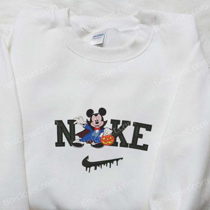 Nike x Mickey Mouse Vampire Sweatshirt Disney Characters T-shirt Nike Inspired Hoodie: Embroidered Collection