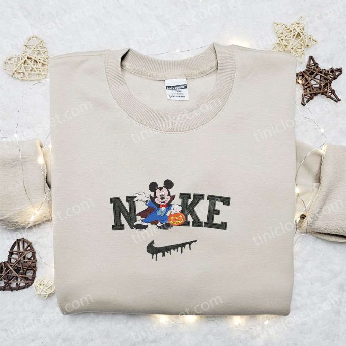 Nike x Mickey Mouse Vampire Sweatshirt Disney Characters T-shirt Nike Inspired Hoodie: Embroidered Collection