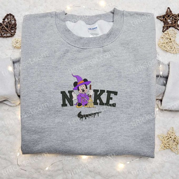 Nike x Mickey Mouse Witch Sweatshirt & Disney Characters T-shirt: Embroidered Magic with Nike Inspired Hoodie