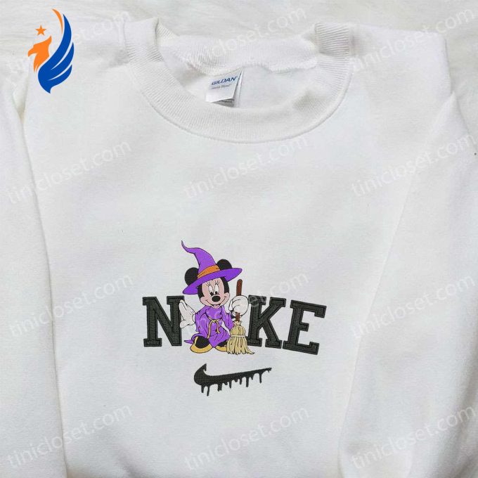 Nike x Mickey Mouse Witch Sweatshirt & Disney Characters T-shirt: Embroidered Magic with Nike Inspired Hoodie Nike x Mickey Mouse Witch Sweatshirt & Disney Characters T-shirt: Embroidered Magic with Nike Inspired Hoodie