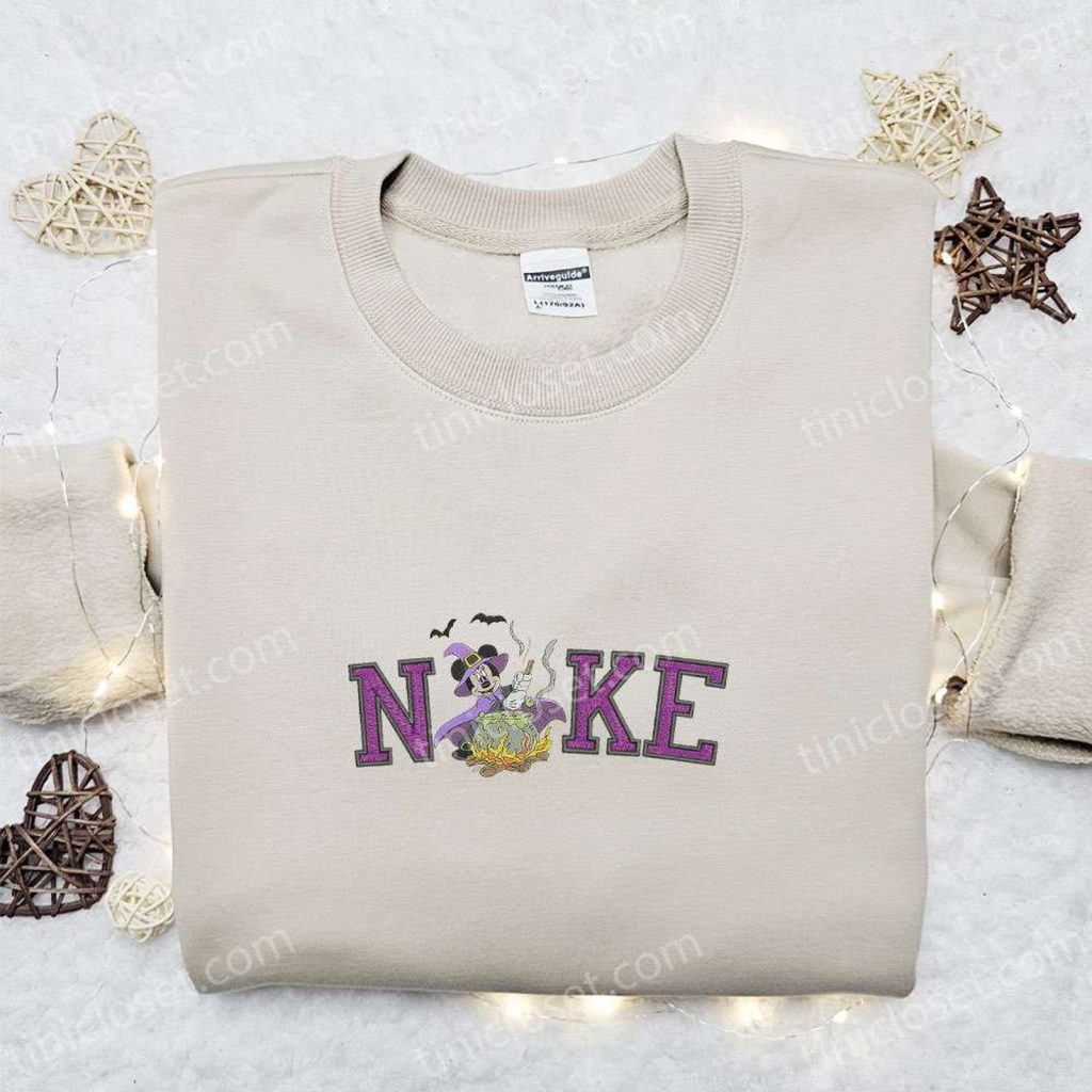 Nike x Mickey Witch Embroidered Shirt Disney Halloween Hoodie Inspired Sweatshirt Nike x Mickey Witch Embroidered Shirt Disney Halloween Hoodie Inspired Sweatshirt
