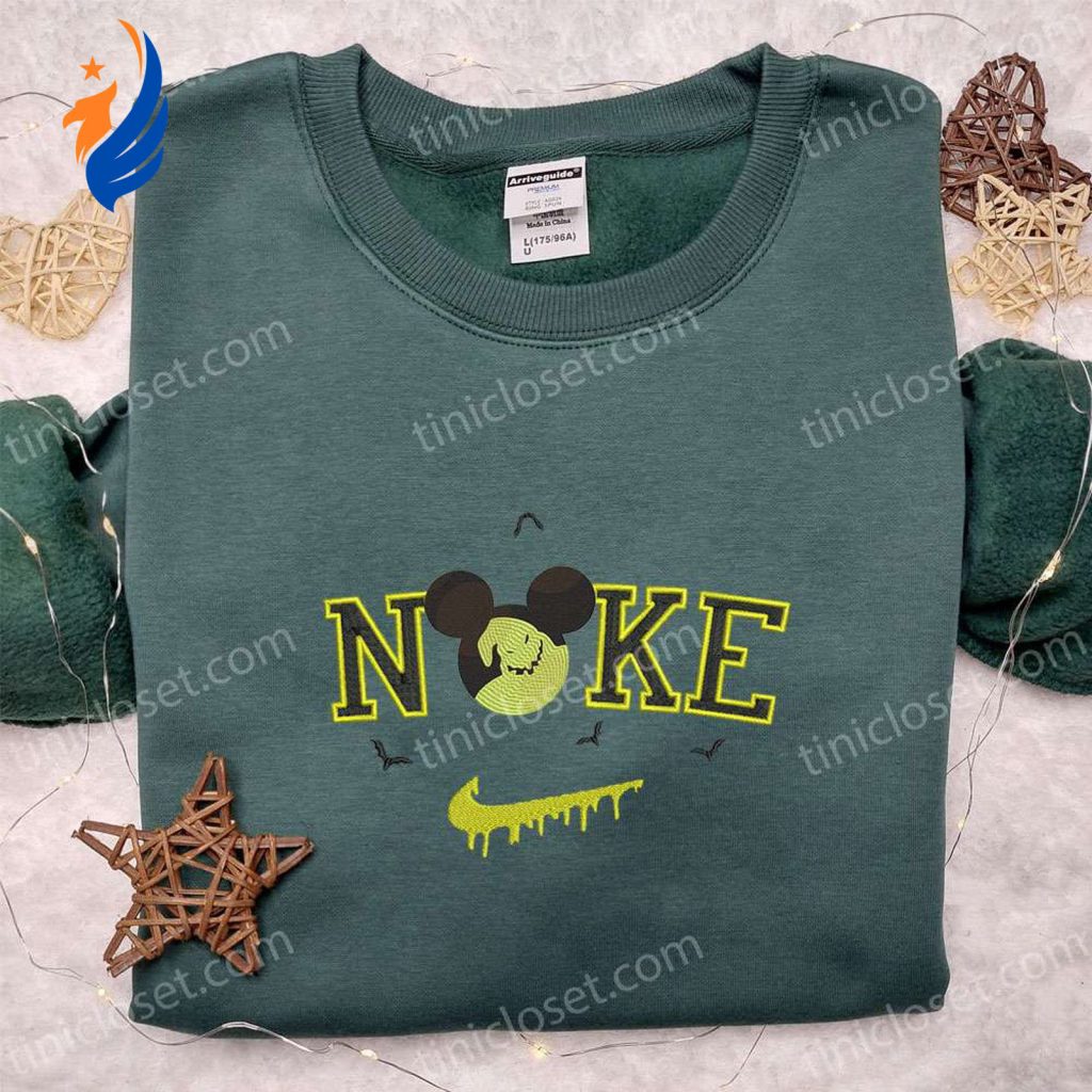 Nike x Oogie Boogie Mickey Head Embroidered Shirt: Disney Halloween T-shirt & Nike Inspired Sweatshirt Nike x Oogie Boogie Mickey Head Embroidered Shirt: Disney Halloween T-shirt & Nike Inspired Sweatshirt