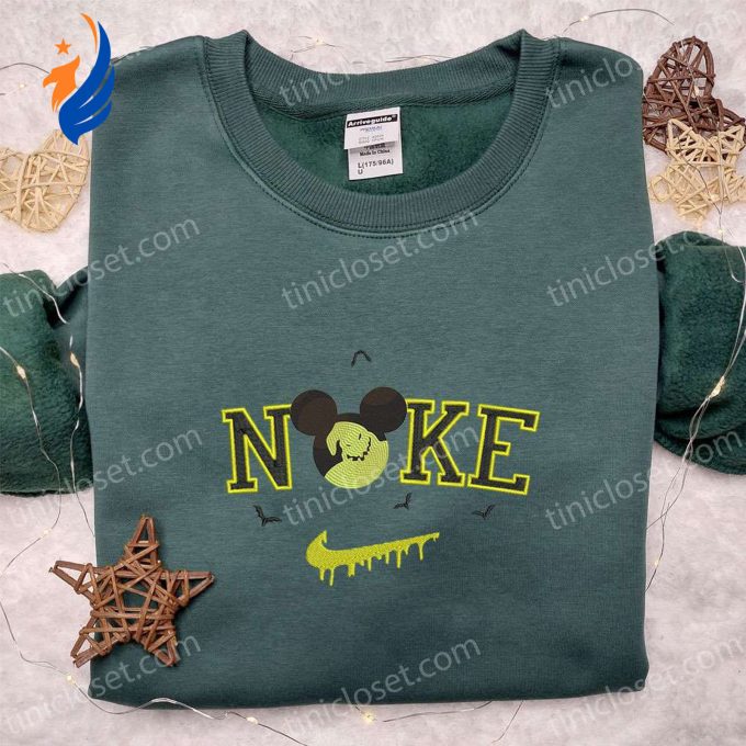 Nike x Oogie Boogie Mickey Head Embroidered Shirt: Disney Halloween T-shirt & Nike Inspired Sweatshirt