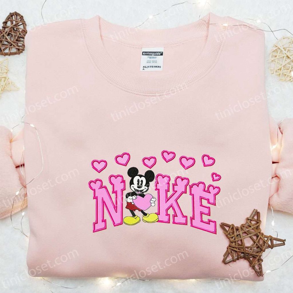 Nike x Retro Mickey Hearts Embroidered Sweatshirt: Disney Characters Valentine Shirt Nike x Retro Mickey Hearts Embroidered Sweatshirt: Disney Characters Valentine Shirt