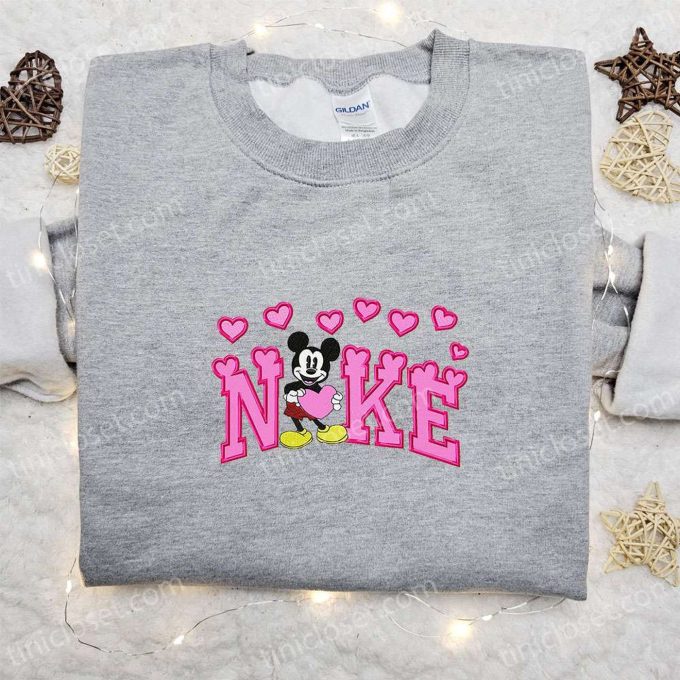 Nike x Retro Mickey Hearts Embroidered Sweatshirt: Disney Characters & Valentine Design