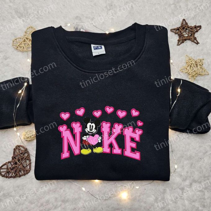 Nike x Retro Mickey Hearts Embroidered Sweatshirt: Disney Characters & Valentine Design