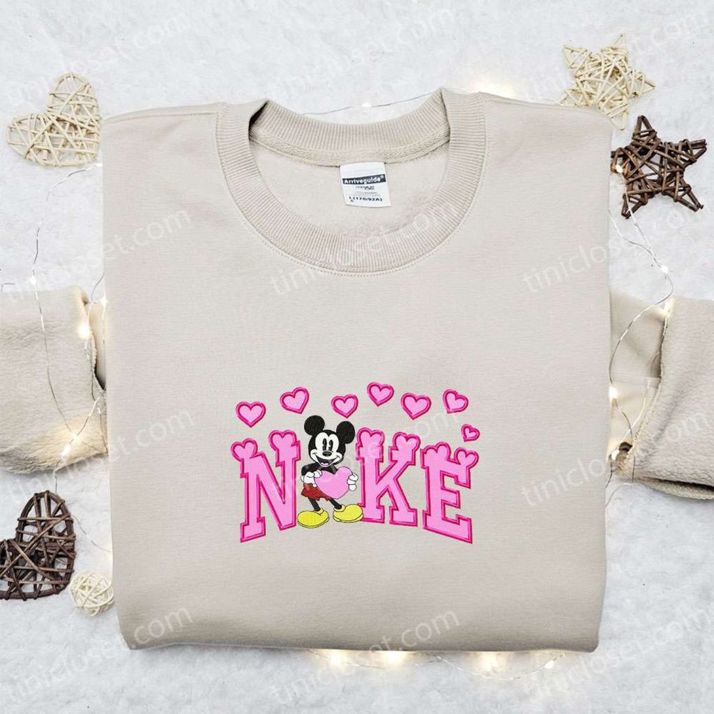 Nike x Retro Mickey Hearts Embroidered Sweatshirt: Disney Characters Valentine Shirt Nike x Retro Mickey Hearts Embroidered Sweatshirt: Disney Characters Valentine Shirt
