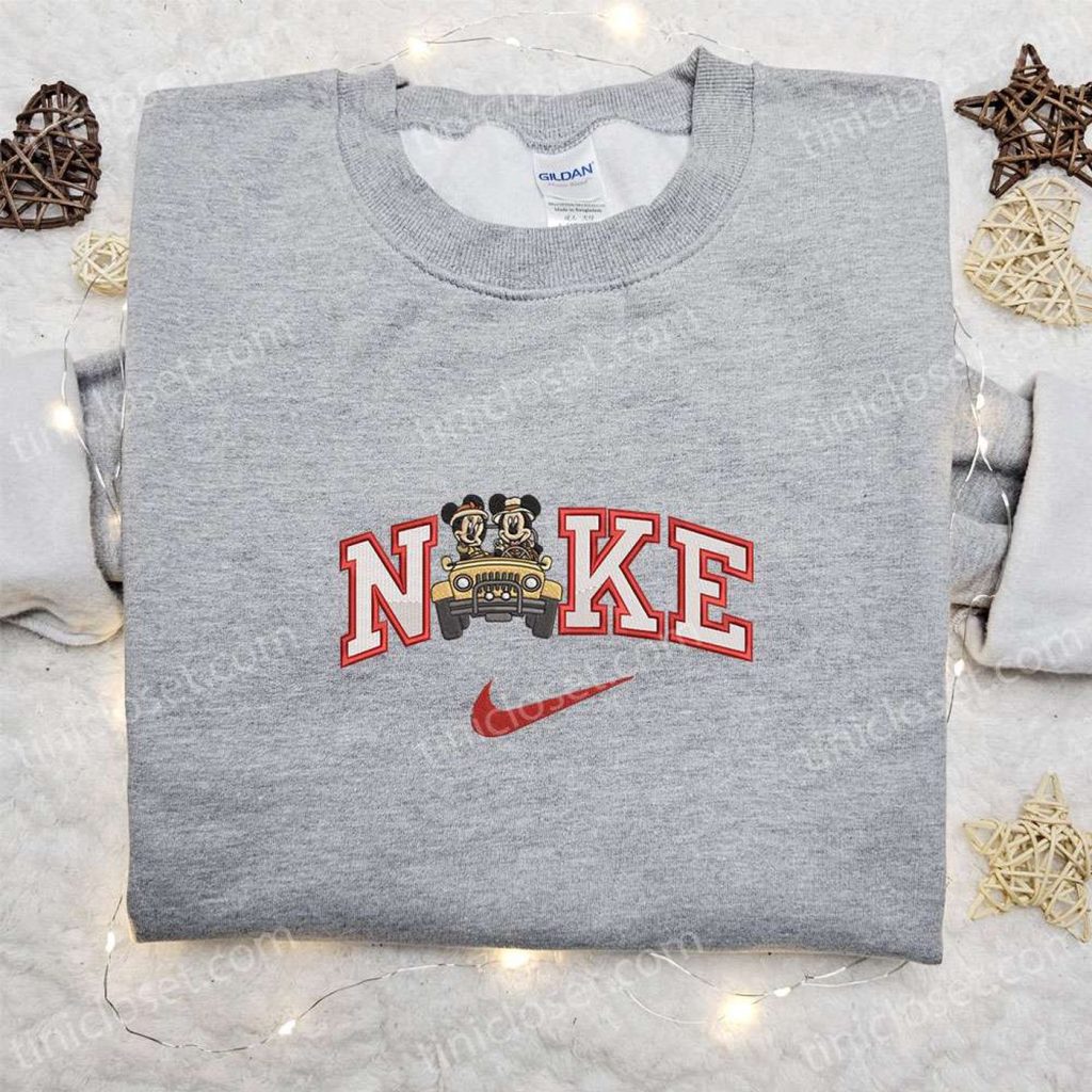 Custom Nike x Safari Mickey & Minnie Embroidered Shirt – Disney Characters T-shirt Custom Nike x Safari Mickey & Minnie Embroidered Shirt – Disney Characters T-shirt