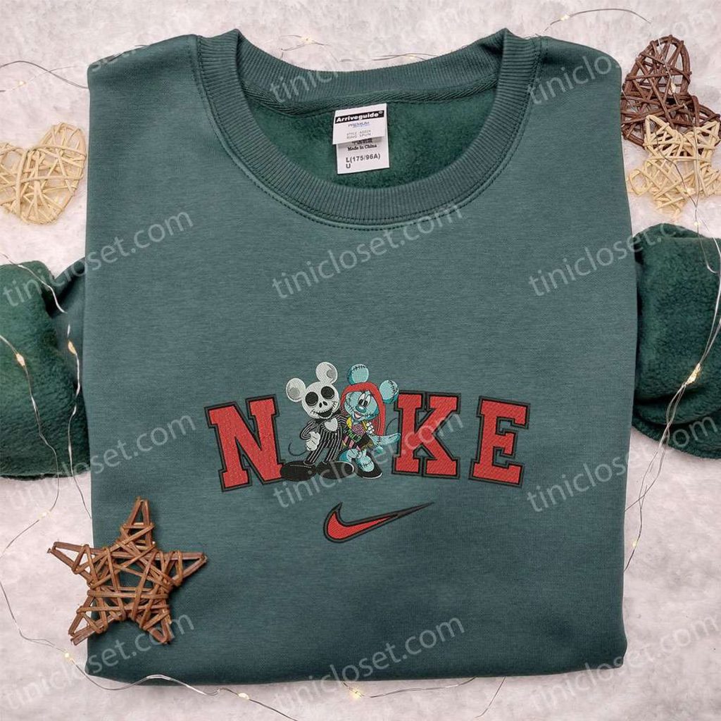 Disney Nike x Sally Jack Skellington Embroidered Shirt & Hoodie: Nightmare Before Christmas Characters – Halloween Apparel Disney Nike x Sally Jack Skellington Embroidered Shirt & Hoodie: Nightmare Before Christmas Characters – Halloween Apparel