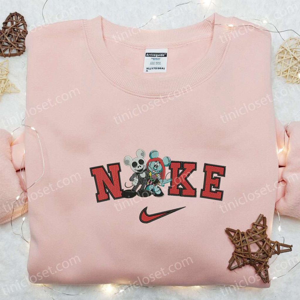 Disney Halloween Embroidered Clothing: Nike x Sally Jack Skellington Mickey Head Shirt & Nightmare Before Christmas Characters T-shirt & Hoodie Disney Halloween Embroidered Clothing: Nike x Sally Jack Skellington Mickey Head Shirt & Nightmare Before Christmas Characters T-shirt & Hoodie