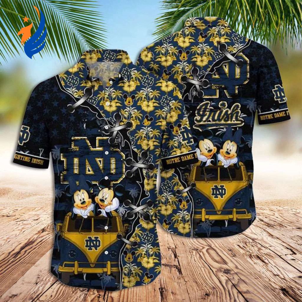Notre Dame Hawaiian Shirt – Mickey Mouse Design for Notre Dame Fans Notre Dame Hawaiian Shirt – Mickey Mouse Design for Notre Dame Fans