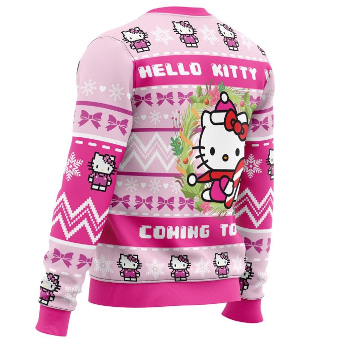 Nysekai “Hello Kitty is Coming to Town Ugly” Christmas Sweater – Gift for Men Women – Gift for Men Women