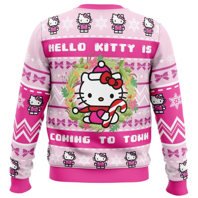 Nysekai “Hello Kitty is Coming to Town Ugly” Christmas Sweater – Gift for Men Women – Gift for Men Women