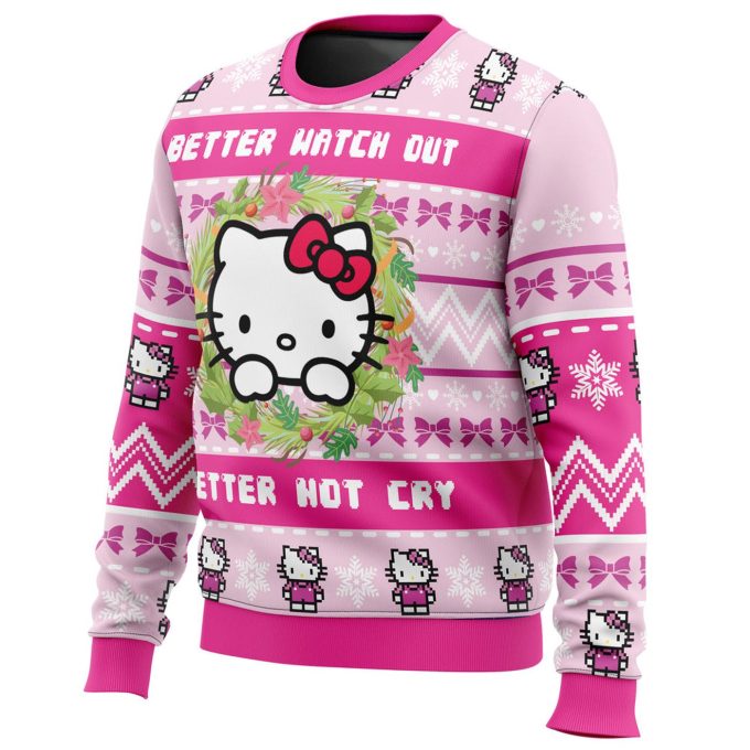 Nysekai “Hello Kitty is Coming to Town Ugly” Christmas Sweater – Gift for Men Women – Gift for Men Women