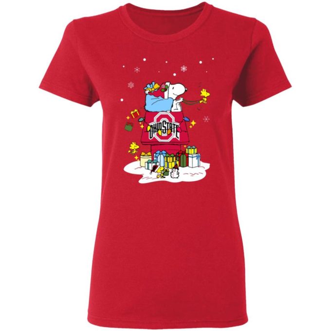Get Festive with Ohio State Buckeyes Santa Snoopy Shirt – Merry Christmas Tee!