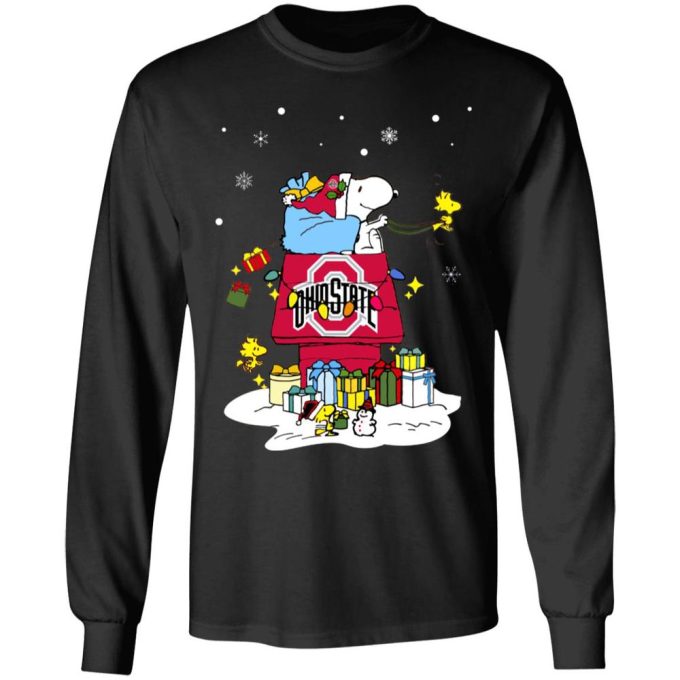 Get Festive with Ohio State Buckeyes Santa Snoopy Shirt – Merry Christmas Tee!