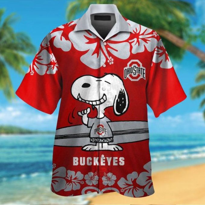 Stylish Ohio State Buckeyes & Snoopy Hawaiian Shirt – Show Your Team Spirit with this Unique Garment!